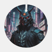 Cyberpunk Demon Samurai Ornament Aus Glas (Rückseite)