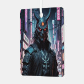 Cyberpunk Demon Samurai Ornament Aus Metall (Vorderseite links)