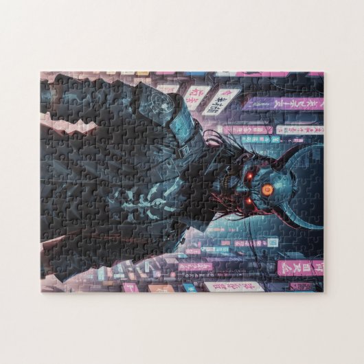 Cyberpunk Demon Samurai Puzzle (Horizontal)