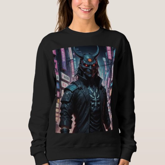 Cyberpunk Demon Samurai Sweatshirt (Vorderseite)