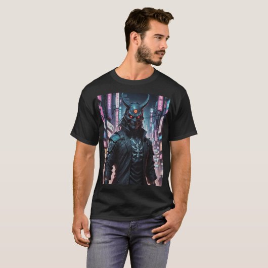 Cyberpunk Demon Samurai T-Shirt (Vorne ganz)