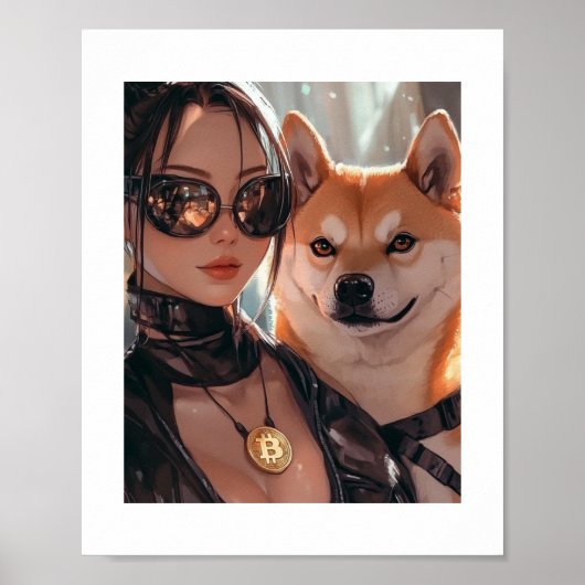 Cyberpunk Dogecoin Waifu Crypto Anime Poster (Vorne)