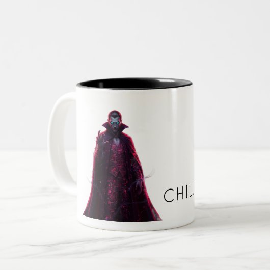 Cyberpunk Dracula - Glitched Vampire Horror Art Zweifarbige Tasse (Vorderseite Links)