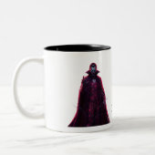 Cyberpunk Dracula - Glitched Vampire Horror Art Zweifarbige Tasse (Links)