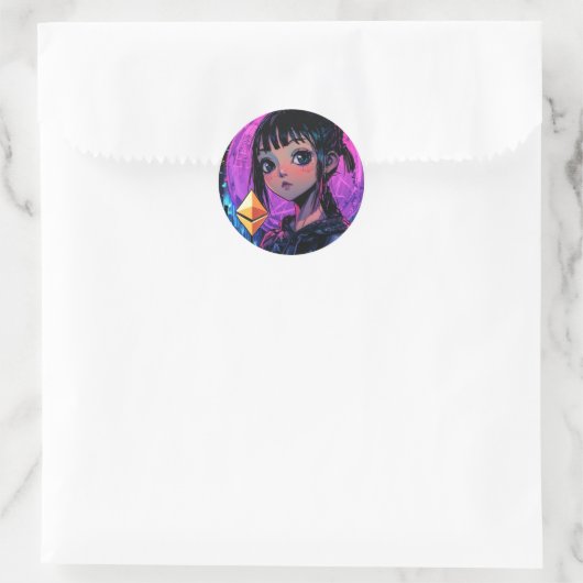 Cyberpunk Ethereum Waifu Anime Crypto Sticker (Tasche)