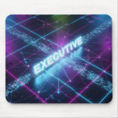 Cyberpunk Executive Neon Glowing Blue Grid Mousepad (Vorne)
