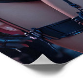 Cyberpunk Femme Fatale: Futuristische KI Android i Poster (Ecke)