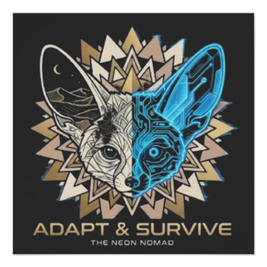 Cyberpunk-Fennec-Fuchs-Geometrie Poster (Vorderseite)