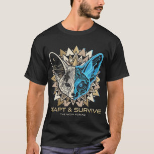 Cyberpunk-Fennec-Fuchs-Geometrie T-Shirt