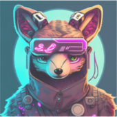 Cyberpunk Fox 1 Aufkleber (Vorderseite)