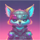 Cyberpunk Fox 2 Aufkleber (Vorderseite)