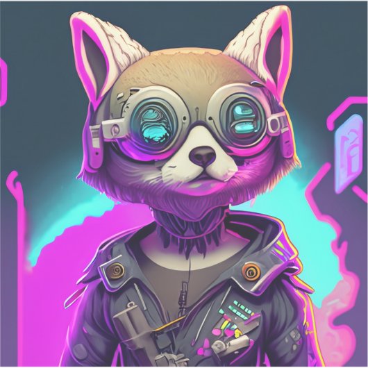 Cyberpunk Fox Aufkleber (Vorderseite)