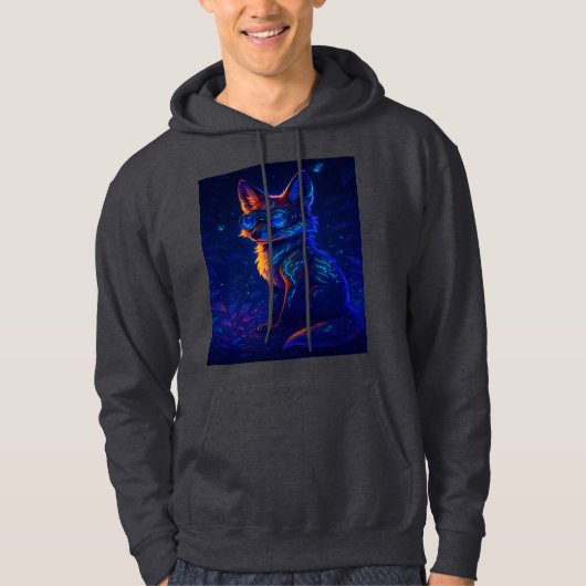Cyberpunk Fox in Neon Dschungel - Futuristisches G Hoodie (Vorderseite)