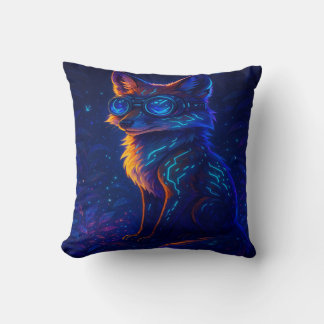 Cyberpunk Fox in Neon Dschungel - Futuristisches G Kissen