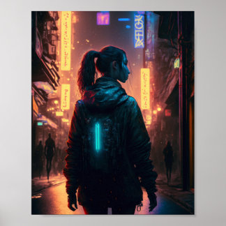 Cyberpunk-Frau Poster