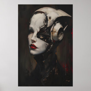 Cyberpunk-Frauenkunst, Sci-Fi-Dunkler Surrealismus Poster
