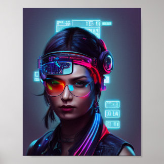 Cyberpunk-Frauenposter Poster
