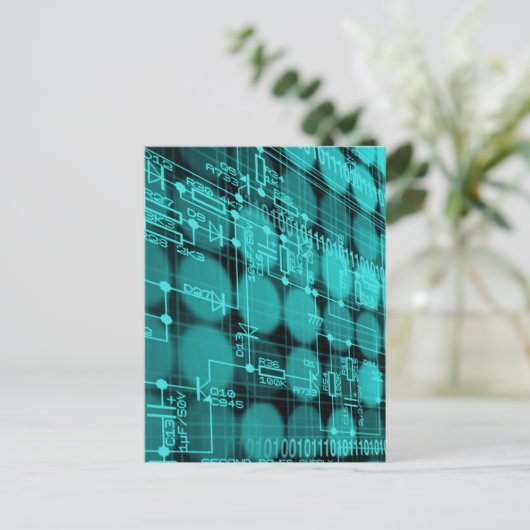 Cyberpunk Futuristic Computer Technology Circuit Postkarte (Stehend Vorderseite)