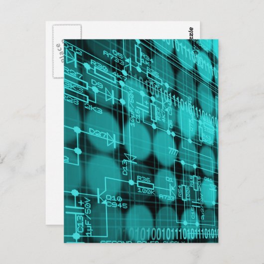Cyberpunk Futuristic Computer Technology Circuit Postkarte (Vorne/Hinten)