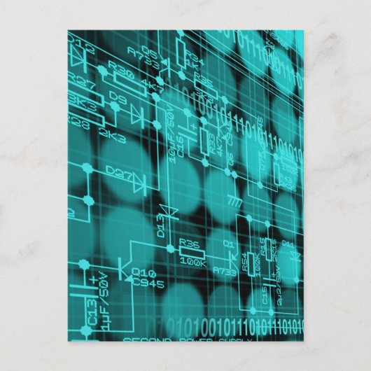 Cyberpunk Futuristic Computer Technology Circuit Postkarte (Vorderseite)