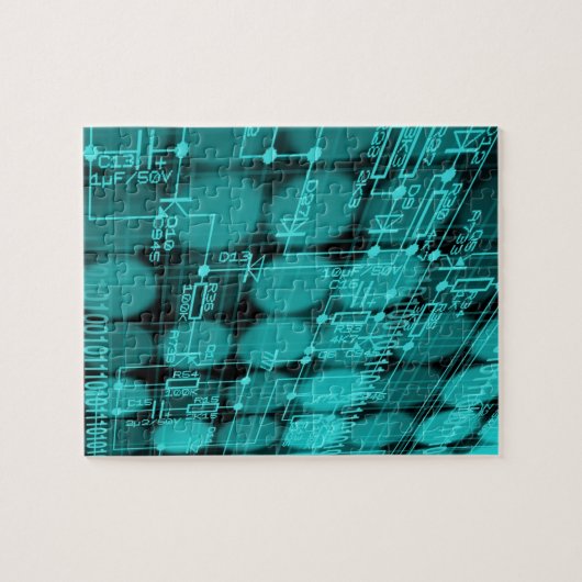 Cyberpunk Futuristic Computer Technology Circuit Puzzle (Horizontal)