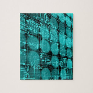 Cyberpunk Futuristic Computer Technology Circuit Puzzle