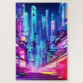 Cyberpunk Futuristic Neon City Puzzle (Vertikal)