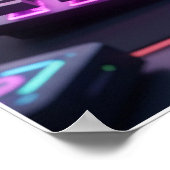 Cyberpunk Gamer Cat Art Poster (Ecke)