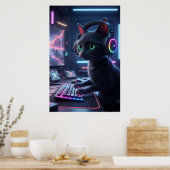 Cyberpunk-Gamer-Katz-Kunstposter Poster (Küche)