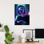 Cyberpunk-Gamerin-Kunst Poster (Heimbüro)