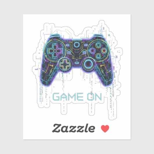  ​Cyberpunk Gaming Controller - Neon Game On Tech  Aufkleber (Blatt)