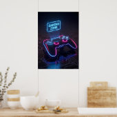 Cyberpunk Gaming Controller Neon “GAMING ZONE Poster (Küche)