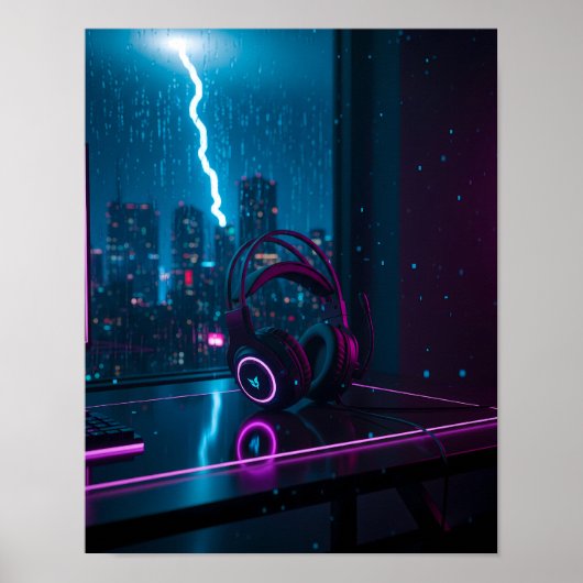 Cyberpunk Gaming Headset Poster (Vorne)