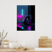 Cyberpunk-Gaming-Headset Poster (Küche)