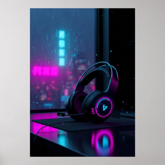 Cyberpunk Gaming Headset Poster (Vorne)