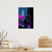 Cyberpunk Gaming Headset Poster (Küche)