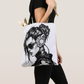 Cyberpunk-Girl mit Kopfhörer-Tote-Tasche Tasche (Von Nahem)
