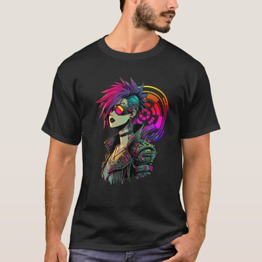Cyberpunk Girl T-Shirt (Vorderseite)