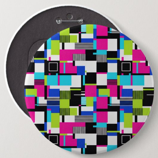 Cyberpunk Glitch Art Neon Enamel Pin Button (Vorne & Hinten)