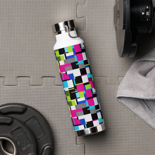 Cyberpunk-Glitch-Ästhetik-Wasserflasche Trinkflasche (Fitnessstudio (gedreht))