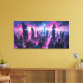 Cyberpunk Glow Abstract Cityscape Leinwanddruck (Insitu (Wohnzimmer))