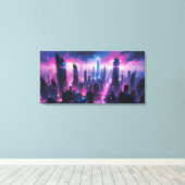 Cyberpunk Glow Abstract Cityscape Leinwanddruck (Insitu (Holzboden))