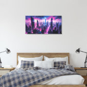 Cyberpunk Glow Abstract Cityscape Leinwanddruck (Insitu (Schlafzimmer))