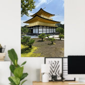 Cyberpunk Golden Pavilion Style Temple in Future Poster (Heimbüro)