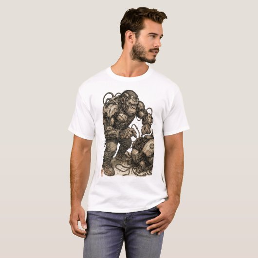 Cyberpunk Gorilla Mecha T-Shirt (Vorne ganz)