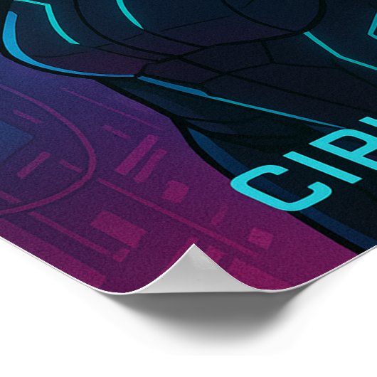 Cyberpunk Hacker Anime Girl Poster (Ecke)