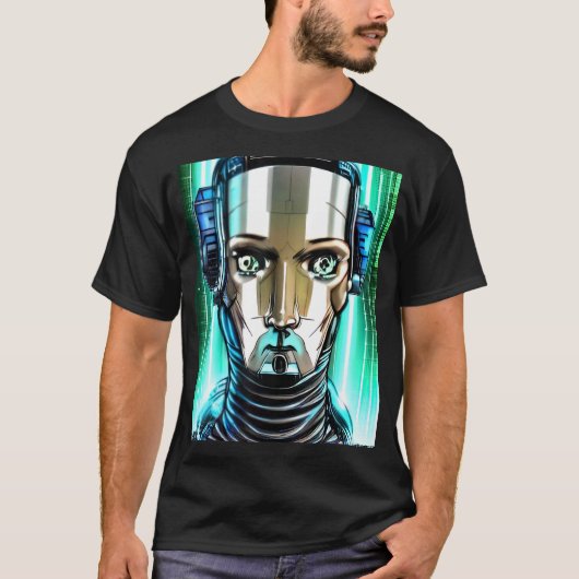 Cyberpunk Hacker Computer Geek Design T-Shirt (Vorderseite)