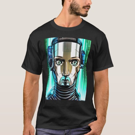 Cyberpunk Hacker Computer Geek Design T-Shirt (Vorderseite)