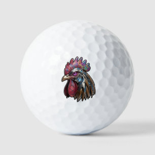 Cyberpunk-Hahn Irisierendes mechanisches Kunstwerk Golfball
