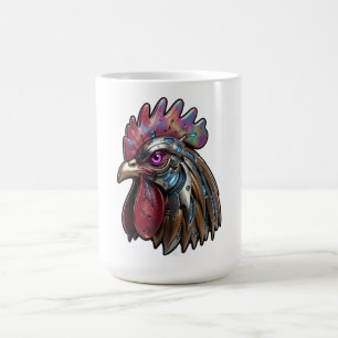 Cyberpunk-Hahn Irisierendes mechanisches Kunstwerk Kaffeetasse